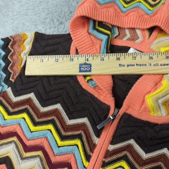 Missoni Target Hoodie Womens XL Multicolor Chevron Knit Zip Up Slim Fit Long - Picture 9 of 16